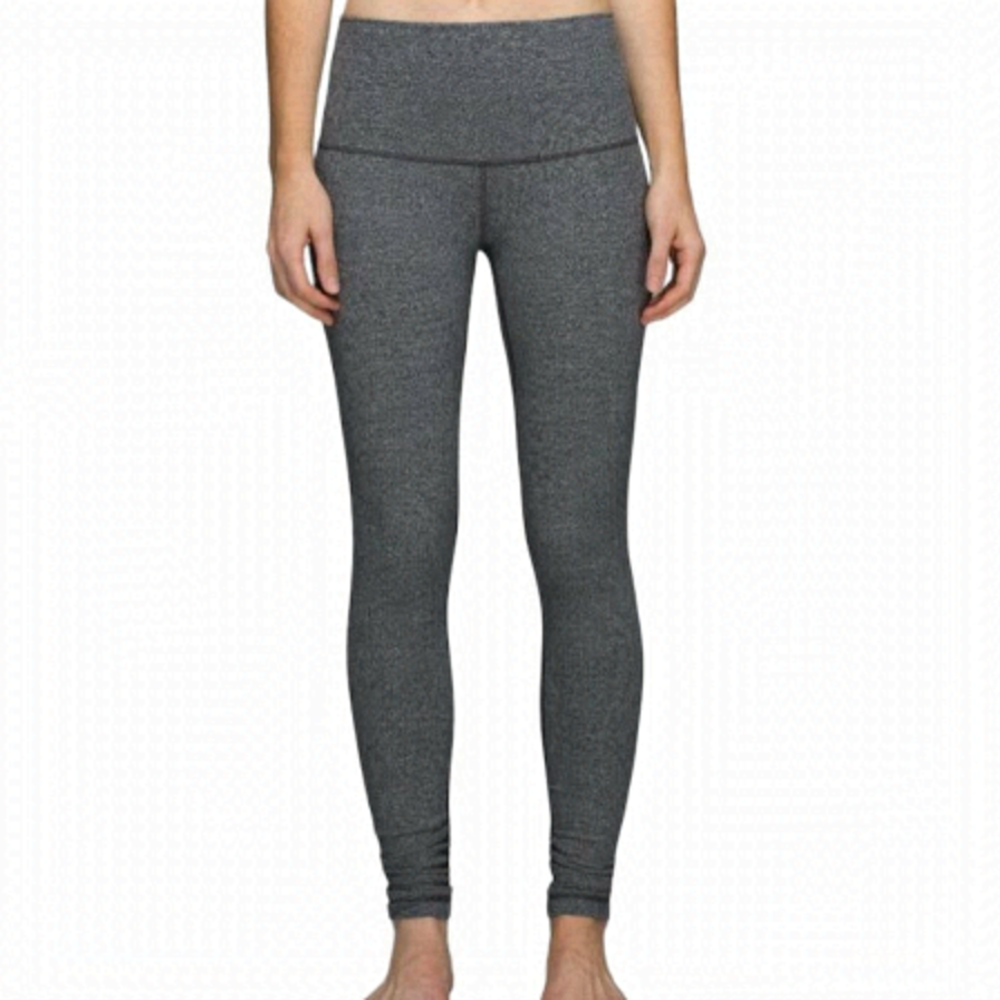 Lululemon High Rise 7/8 Leggings Elastic Waist Pull-On Gray 4